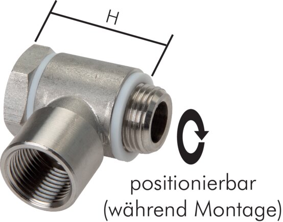 Exemplarische Darstellung: Winkel-Schlauchverschraubung mit zylindrischem Innegewinde (Hohlschraube), 1.4404